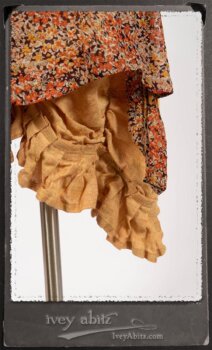 Crest Jacket in New Sun Softest Knit; Blanchefleur Sash in New Sun Washed Linen; Crest Frock in New Sun Floral Silk Chiffon in High Water Length; Edenshire Frock in New Sun Washed Linen in High Water Length. By Ivey Abitz.