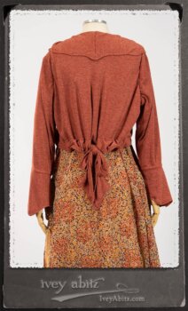 Crest Jacket in New Sun Softest Knit; Blanchefleur Sash in New Sun Washed Linen; Crest Frock in New Sun Floral Silk Chiffon in High Water Length; Edenshire Frock in New Sun Washed Linen in High Water Length. By Ivey Abitz.