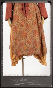 Crest Jacket in New Sun Softest Knit; Blanchefleur Sash in New Sun Washed Linen; Crest Frock in New Sun Floral Silk Chiffon in High Water Length; Edenshire Frock in New Sun Washed Linen in High Water Length. By Ivey Abitz.