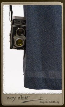 Chevallier Cardigan in Fresh Water Rustic Argyle Knit; Vanetten Frock in Fresh Water Petite Fleur Cotton; Clotaire Sash in Fresh Water Argyle Netting. By Ivey Abitz.