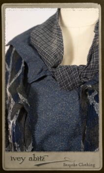 Chevallier Cardigan in Fresh Water Rustic Argyle Knit; Vanetten Frock in Fresh Water Petite Fleur Cotton; Clotaire Sash in Fresh Water Argyle Netting. By Ivey Abitz.