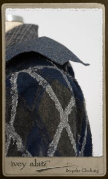 Chevallier Cardigan in Fresh Water Rustic Argyle Knit; Vanetten Frock in Fresh Water Petite Fleur Cotton; Clotaire Sash in Fresh Water Argyle Netting. By Ivey Abitz.