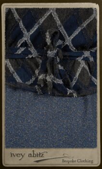 Chevallier Cardigan in Fresh Water Rustic Argyle Knit; Vanetten Frock in Fresh Water Petite Fleur Cotton; Clotaire Sash in Fresh Water Argyle Netting. By Ivey Abitz.