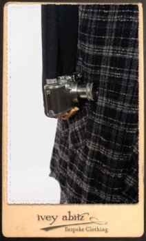 Highlands Frock in Fresh Water Wispy Plaid; Elliot Dress in Fresh Water Melange Knit; Highlands Skirt in Fresh Water Argyle Netting. By Ivey Abitz.