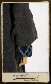 Highlands Duster Coat in Tintype Puckered Stripe Weave; Chevallier Cardigan in Fresh Water Rustic Argyle Knit; Vanetten Frock in Fresh Water Petite Fleur Cotton. By Ivey Abitz.