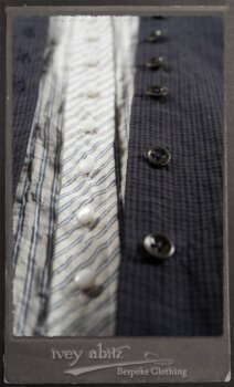 Vanetten Duster Coat in Fresh Water Petite Check Cotton; Highlands Shirt in Fresh Water Puckered Stripe Cotton; Cloitaire Sash in Fresh Water Argyle Netting; Cilla Slip Frock in Fresh Water Melange Knit; Highlands Skirt in Fresh Water Argyle Netting. By Ivey Abitz.