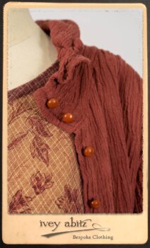 Scattergood Duster Coat in Rosy Washed Crinkled Linen; Lorrilard Dress in Rosy Argyle Netting; Scattergood Frock in Rosy Washed Floral Linen. By Ivey Abitz.