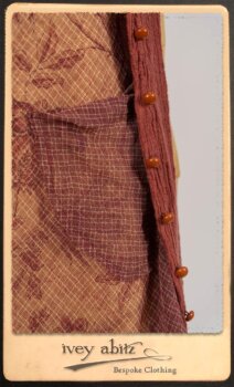 Scattergood Duster Coat in Rosy Washed Crinkled Linen; Lorrilard Dress in Rosy Argyle Netting; Scattergood Frock in Rosy Washed Floral Linen. By Ivey Abitz.