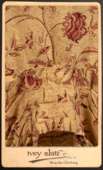 Scattergood Duster Coat in Rosy Washed Crinkled Linen; Lorrilard Dress in Rosy Argyle Netting; Scattergood Frock in Rosy Washed Floral Linen. By Ivey Abitz.