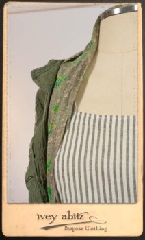 Campanella Duster Coat in New Day Washed Crinkled Linen; Blanchefleur Sash in New Day Floral Voile; Campanella Frock in New Day Washed Stripe Linen. By Ivey Abitz.