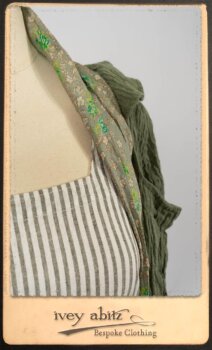 Campanella Duster Coat in New Day Washed Crinkled Linen; Blanchefleur Sash in New Day Floral Voile; Campanella Frock in New Day Washed Stripe Linen. By Ivey Abitz.