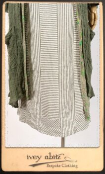 Campanella Duster Coat in New Day Washed Crinkled Linen; Blanchefleur Sash in New Day Floral Voile; Campanella Frock in New Day Washed Stripe Linen. By Ivey Abitz.