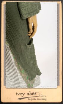 Campanella Duster Coat in New Day Washed Crinkled Linen; Blanchefleur Sash in New Day Floral Voile; Campanella Frock in New Day Washed Stripe Linen. By Ivey Abitz.