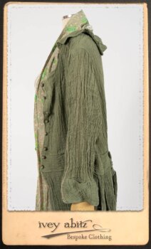 Campanella Duster Coat in New Day Washed Crinkled Linen; Blanchefleur Sash in New Day Floral Voile; Campanella Frock in New Day Washed Stripe Linen. By Ivey Abitz.