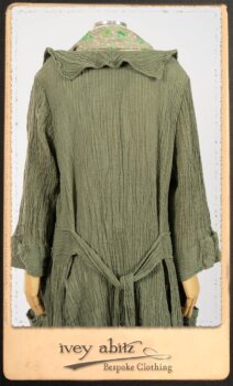 Campanella Duster Coat in New Day Washed Crinkled Linen; Blanchefleur Sash in New Day Floral Voile; Campanella Frock in New Day Washed Stripe Linen. By Ivey Abitz.