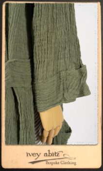 Campanella Duster Coat in New Day Washed Crinkled Linen; Blanchefleur Sash in New Day Floral Voile; Campanella Frock in New Day Washed Stripe Linen. By Ivey Abitz.