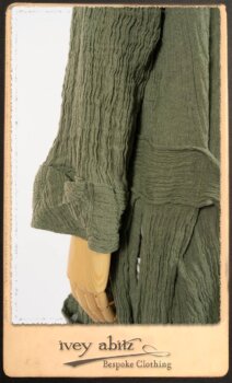 Campanella Duster Coat in New Day Washed Crinkled Linen; Blanchefleur Sash in New Day Floral Voile; Campanella Frock in New Day Washed Stripe Linen. By Ivey Abitz.