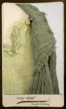 Au Sable Jacket in New Day Washed Crinkled Linen; Au Sable Frock in New Day Washed Linen in High Water Length. By Ivey Abitz.