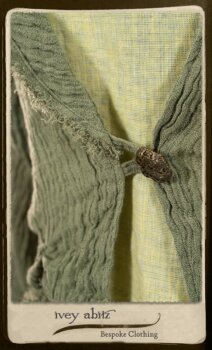 Au Sable Jacket in New Day Washed Crinkled Linen; Au Sable Frock in New Day Washed Linen in High Water Length. By Ivey Abitz.