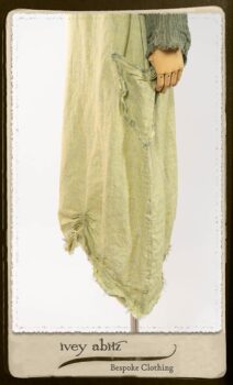 Au Sable Jacket in New Day Washed Crinkled Linen; Au Sable Frock in New Day Washed Linen in High Water Length. By Ivey Abitz.