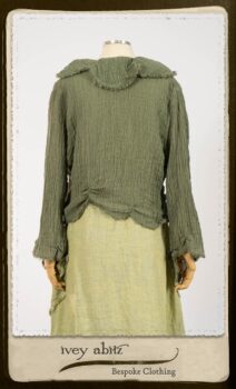 Au Sable Jacket in New Day Washed Crinkled Linen; Au Sable Frock in New Day Washed Linen in High Water Length. By Ivey Abitz.