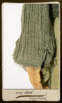 Au Sable Jacket in New Day Washed Crinkled Linen; Au Sable Frock in New Day Washed Linen in High Water Length. By Ivey Abitz.