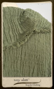 Au Sable Jacket in New Day Washed Crinkled Linen; Au Sable Frock in New Day Washed Linen in High Water Length. By Ivey Abitz.