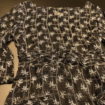 Bramley Dress in White on Black Floral Silk Chiffon