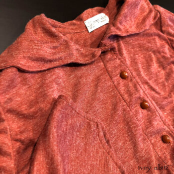 Crest Jacket in New Sun Softest Knit adorned with antique wooden composition buttons, circa early 1900's.