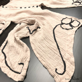 Monceau Duster Coat in Picture Book Washed Crinkled Linen. Adorned with antique silk woven buttons, Parisian, circa early 1900's.