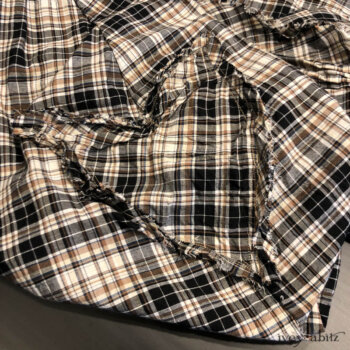 Au Sable Frock in Black and White Picture Book Plaid, close-up of pocket.