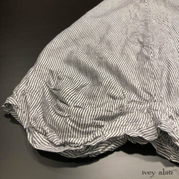 Scattergood Frock in Black and White Petite Stripe Linen.