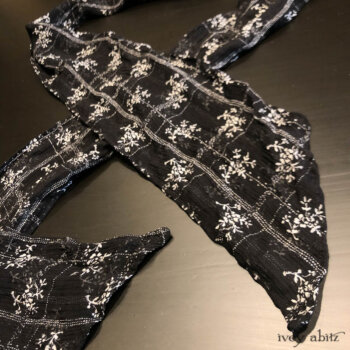 Clotaire Sash in White on Black Floral Silk Chiffon