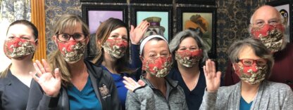 Ivey Abitz bespoke masks are custom made, just for you, in our finest natural fibers available. Made in the New York, USA. Veterinary staff wearing donated masks by Ivey Abitz.