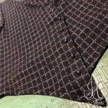 Elliot Vest in Garden Grid Knit, adorned with antique wooden composition buttons, circa early 1900's.