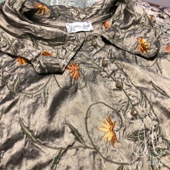 Chittister Vest in Flora Embroidered Washed Silk, adorned with antique buttons, circa early 1900's.