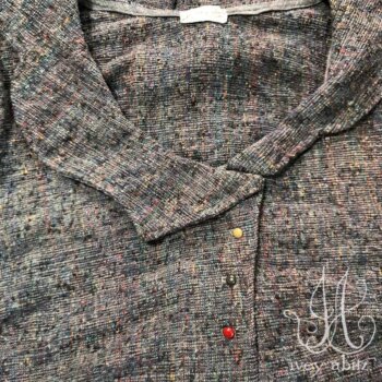 Chevallier Duster Coat in Bouquet Old World Weave, adorned with antique buttons, circa late 1800's to early 1900's.