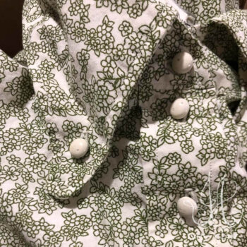 Highlands Shirt in Flora Bud Poplin, adorned with antique buttons, circa early 1900's.