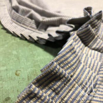 Montmorency Frock in Sand and Sky Washed Seersucker