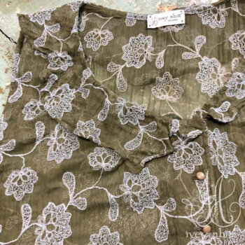 Chevallier Vest in Flora Embroidered Gauze, adorned with antique buttons, circa early 1900&rsquo;s.