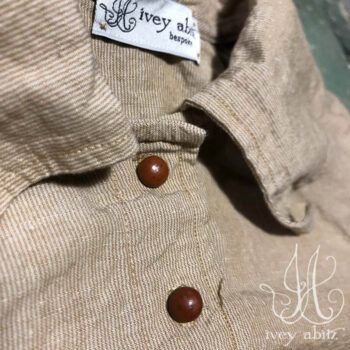 Chittister Shirt Jacket in Sun and Sand Washed Stripe, adorned with antique buttons, circa early 1900&rsquo;s.