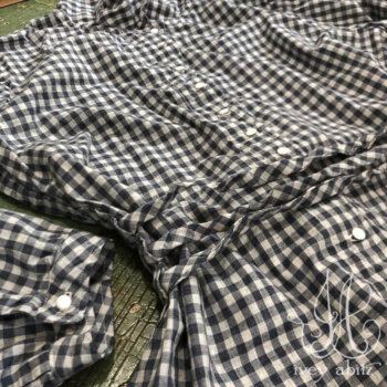 Chevallier Shirt in Blue Skies Soft Check, adorned with antique glass buttons, circa early 1900&rsquo;s.