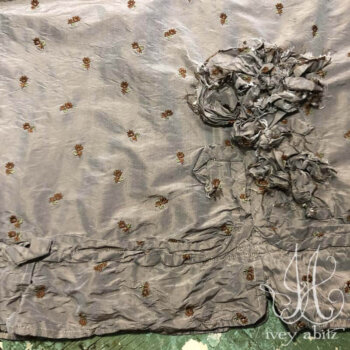 Chevallier Frock in Taupe Rose Embroidered Washed Silk.