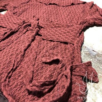 Truitt Duster Coat, back detail, in Iced Tea Stretch Lace.