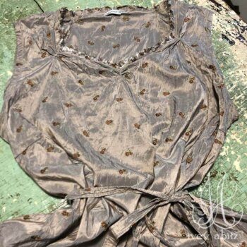 Celia Frock in Taupe Rose Embroidered Washed Silk