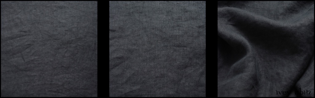 Blue Slate Washed Linen - Description: A good, sturdy linen garment is always a good idea. Paired with the original details of an IA design, the linen becomes an essential everyday garment that you'll constantly wear. Consider this favourite hue of Blue Slate (a dark blue grey) as something offbeat from the standard black "staple" garment. The calming and rich hue is woven into an all season weight linen that will allow you to mix and match year round.