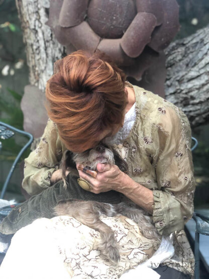 Arbuckle is getting extra love from Carolyn Hennesy whilst wearing his Ivey Abitz Woodland Coat.