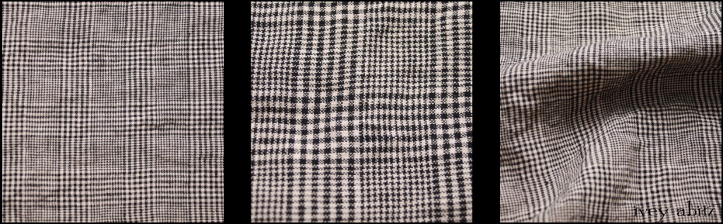 Chimney Washed Glen Plaid Linen - Description: Subtlety and refinement and its finest. A mix of Chimney (Black) with a Parchment hue. Yarn dyed Scottish glen plaid weave -- an old world weave with modern appeal. Pairs brilliantly with our Chimney Washed Houndstooth Linen.