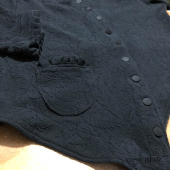 Canterbury Cardigan in a sold out knit. Adorned with antique silk woven buttons, Parisian, circa 1904.