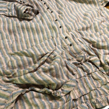 Scattergood Shirt Jacket detail in a sold out stripe weave.